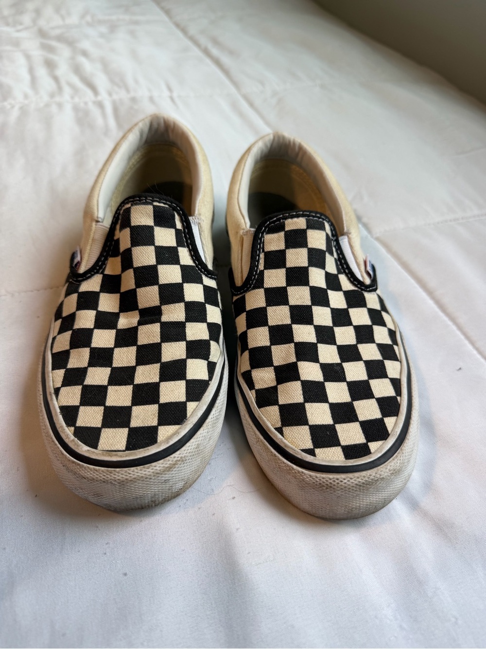 Vans Unisex Black & White Checker Slip-Ons
